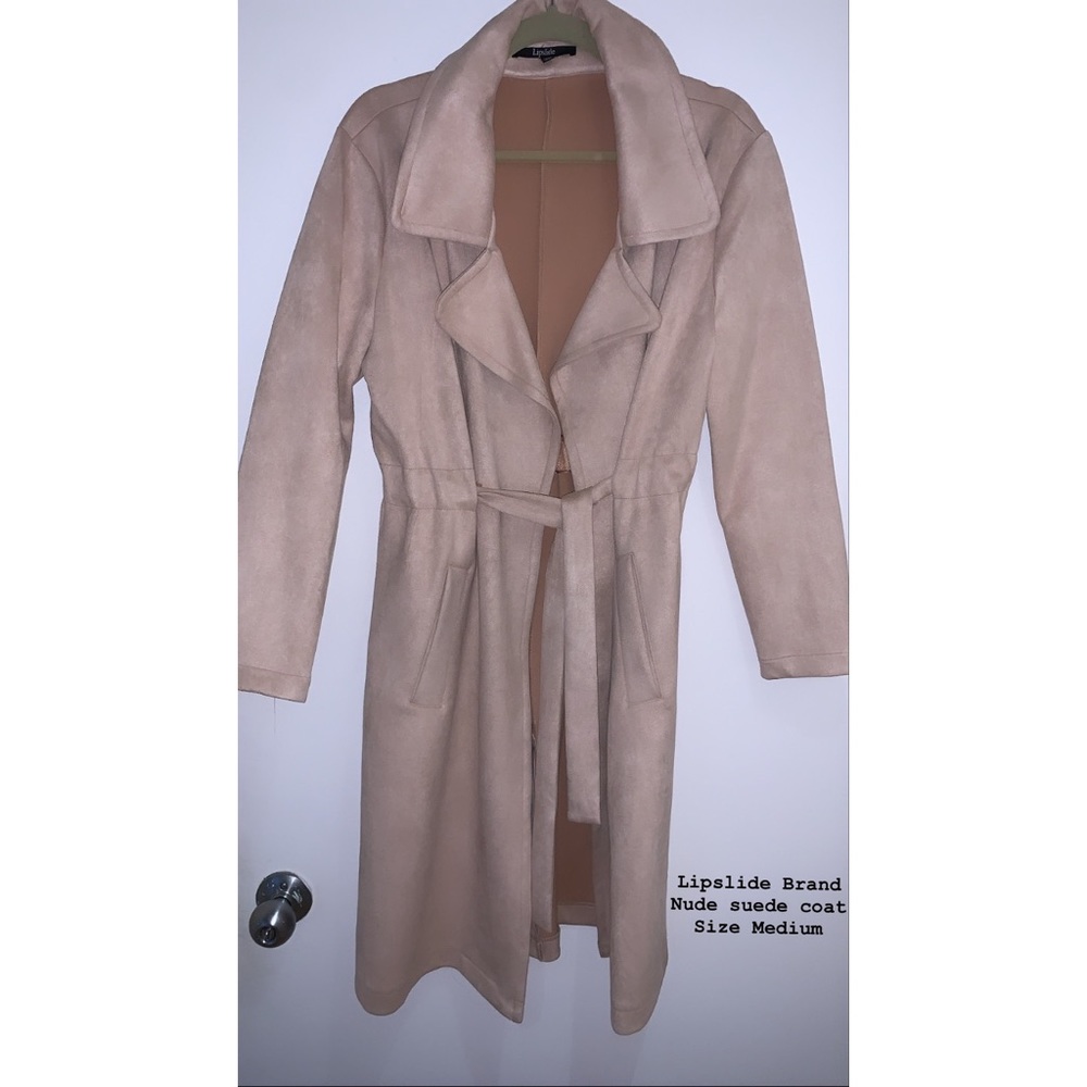 Nude suede trenchcoat